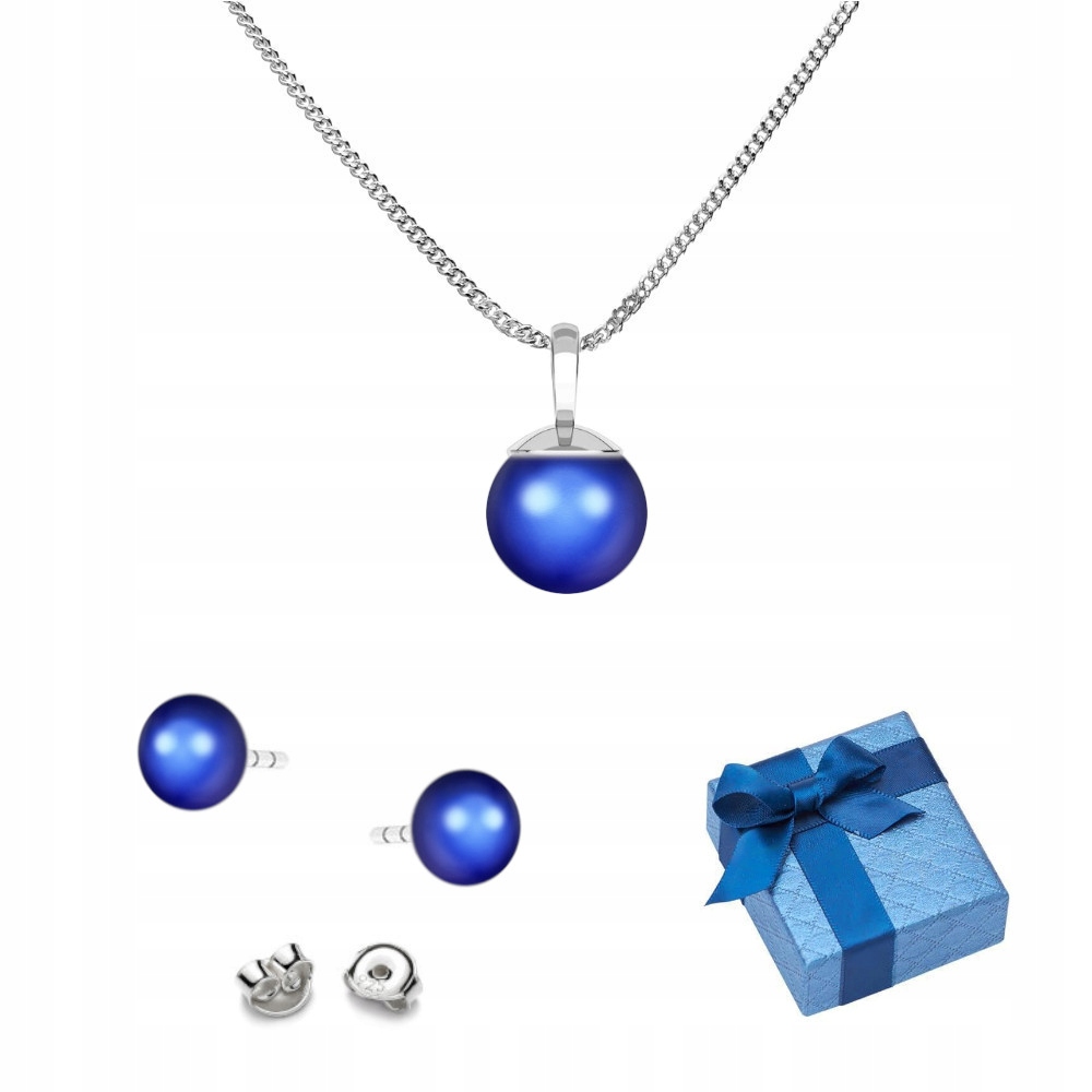 Stříbrný set 925 náušnice přívěsek s perlami Swarovski 8/10 mm Idb