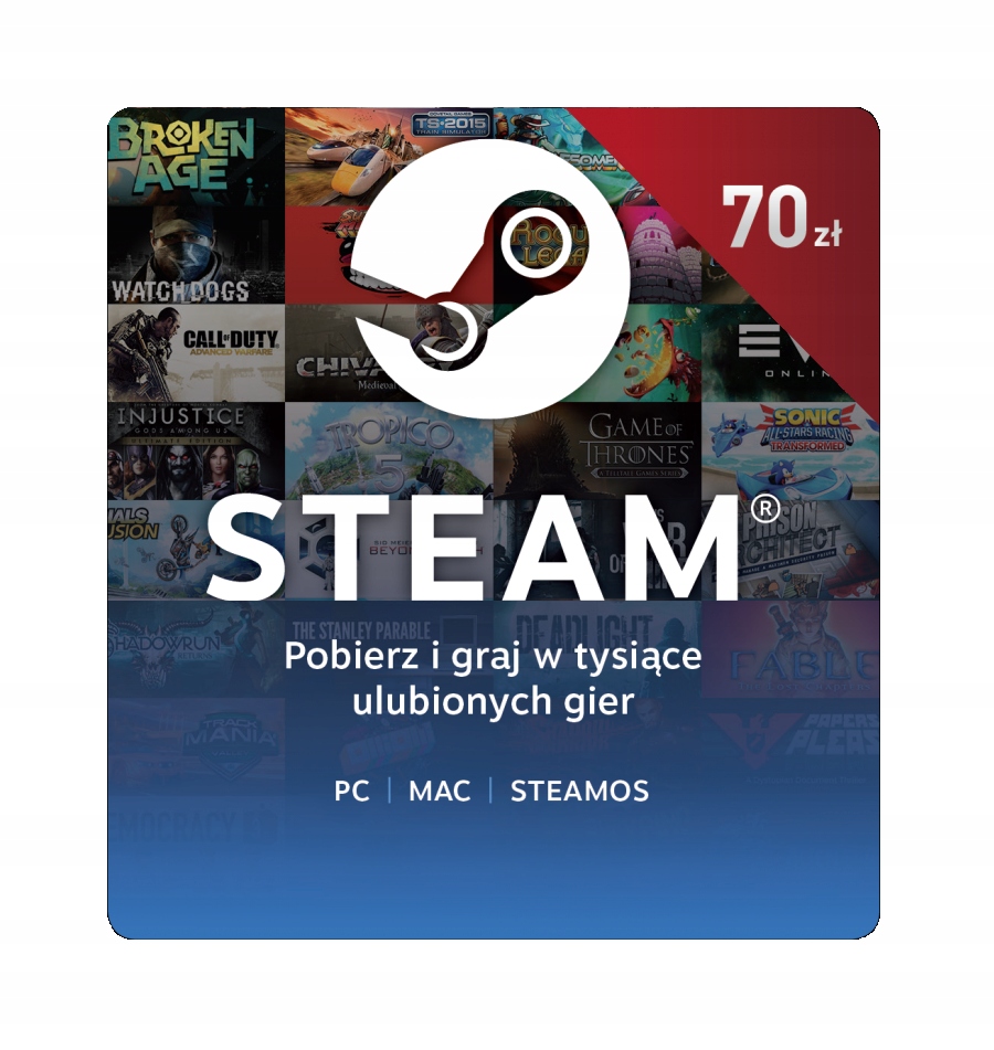 Karta podarunkowa Steam Wallet 70.00 PLN