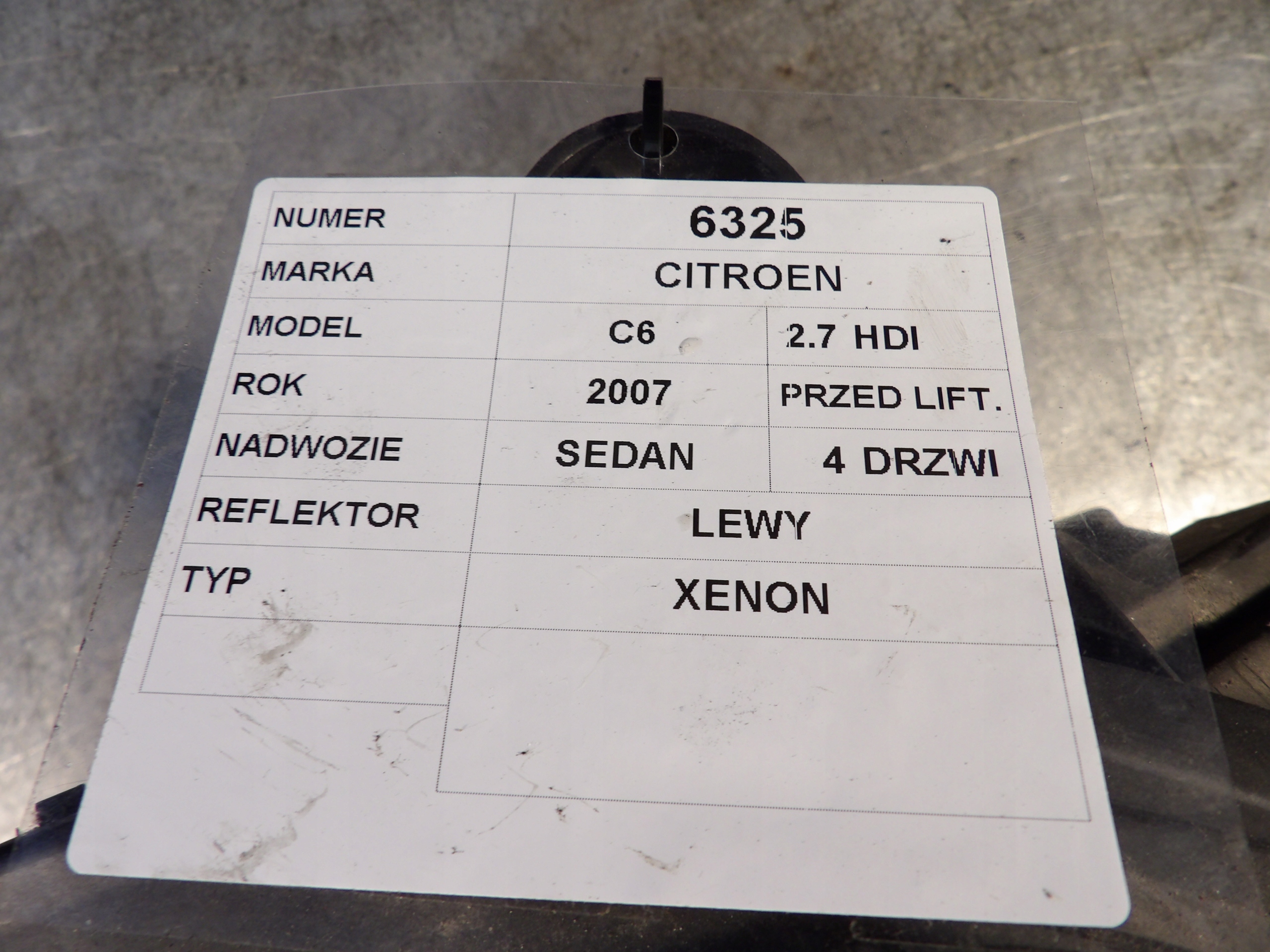 Citroen C6 light front left 9660983380 0301221281