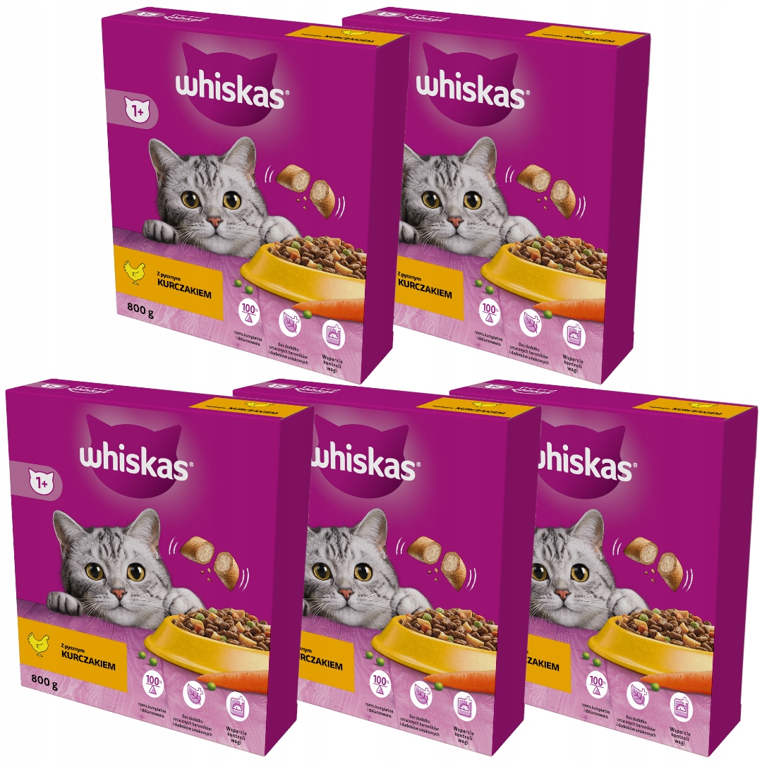 Levně Whiskas Adult Suché Kuřecí Krmivo Pro Kočky 5x800g