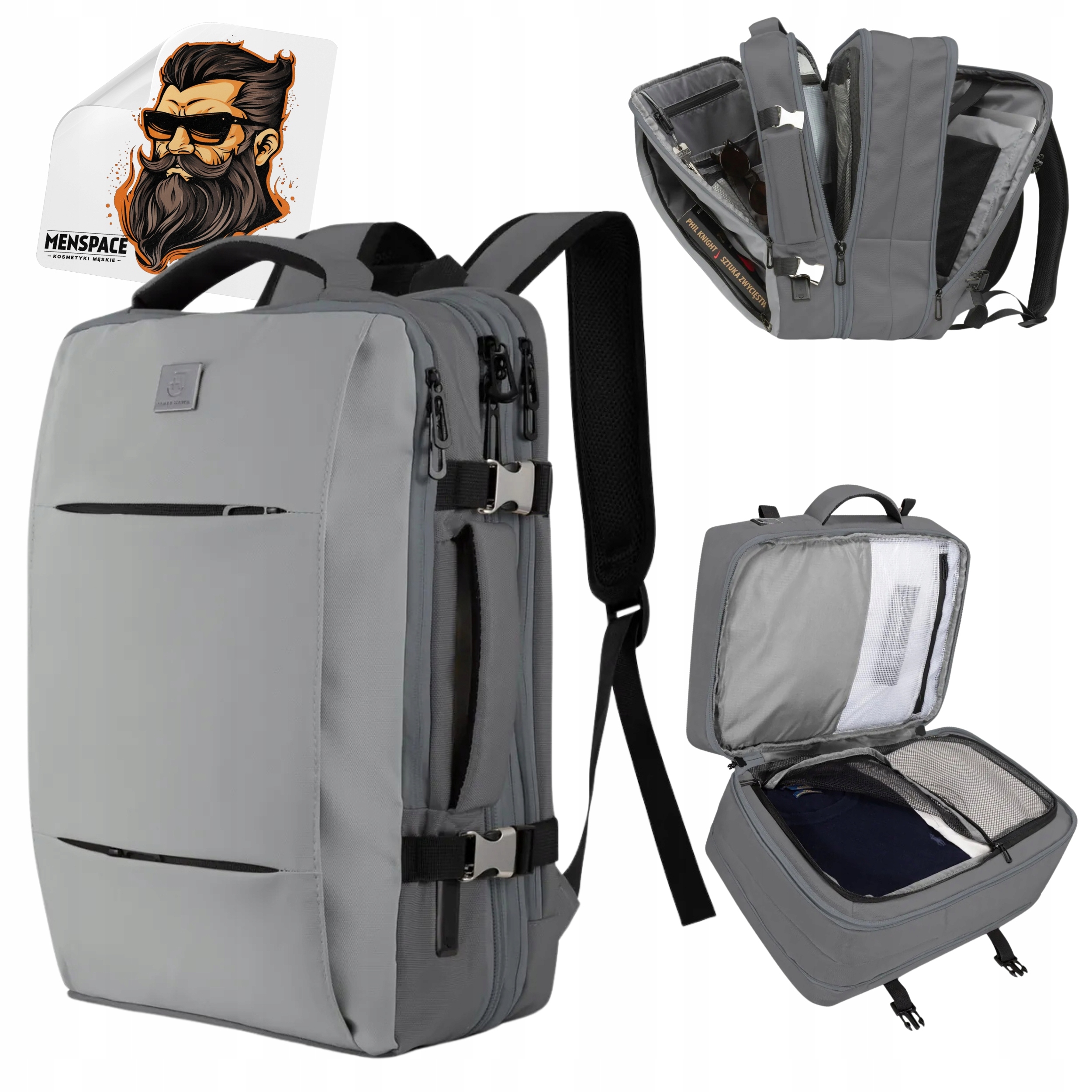 James Hawk Travel Backpack Stone – Batoh Do Letadla, rozšiřitelný