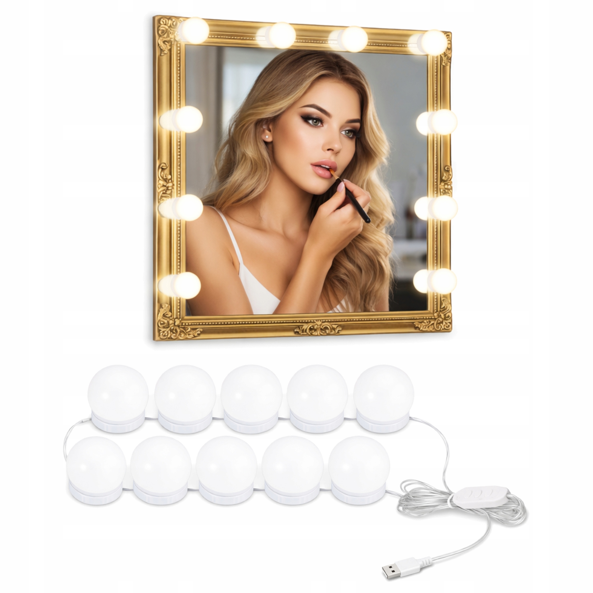 LAMPKI LED NA LUSTRO ŚWIATEŁKA DO TOALETKI REGULACJA JASNOŚCI I BARWY 10szt