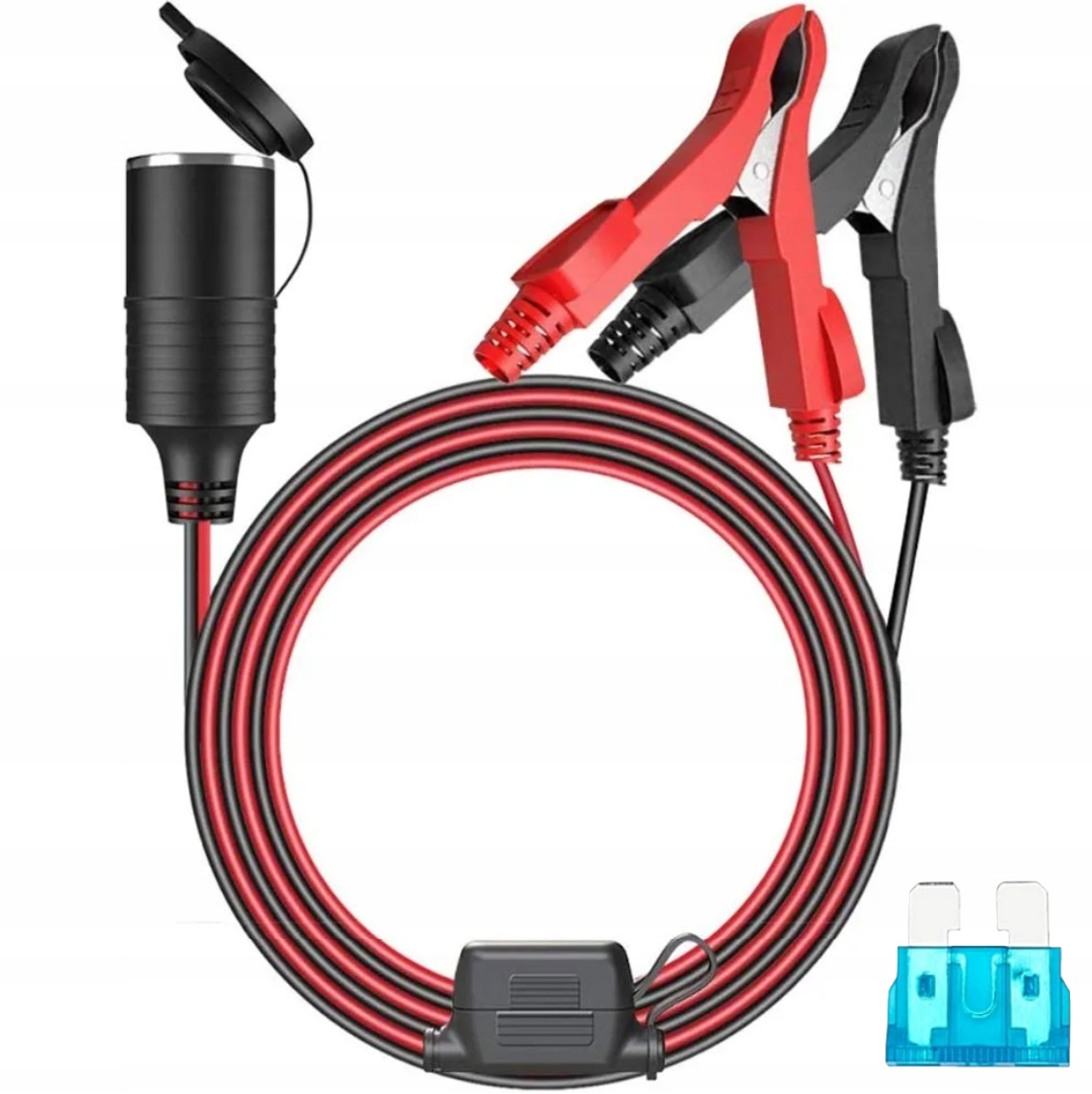 Gniazdo zapalniczki 12/24V bezpiecznikiem 15A Klipsy krokodylkowe 16 Awg 3m