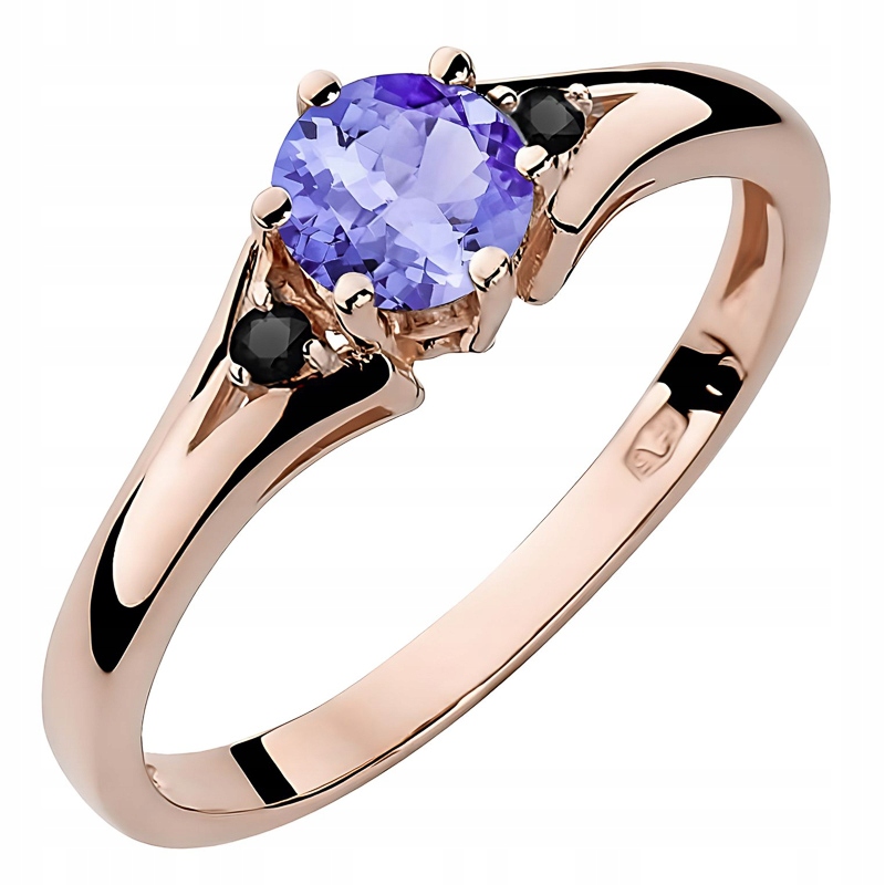 Zlatý Prstýnek pr. 585 s brilianty 0,029 ct a Tanzanitem 0,50 ct 14k