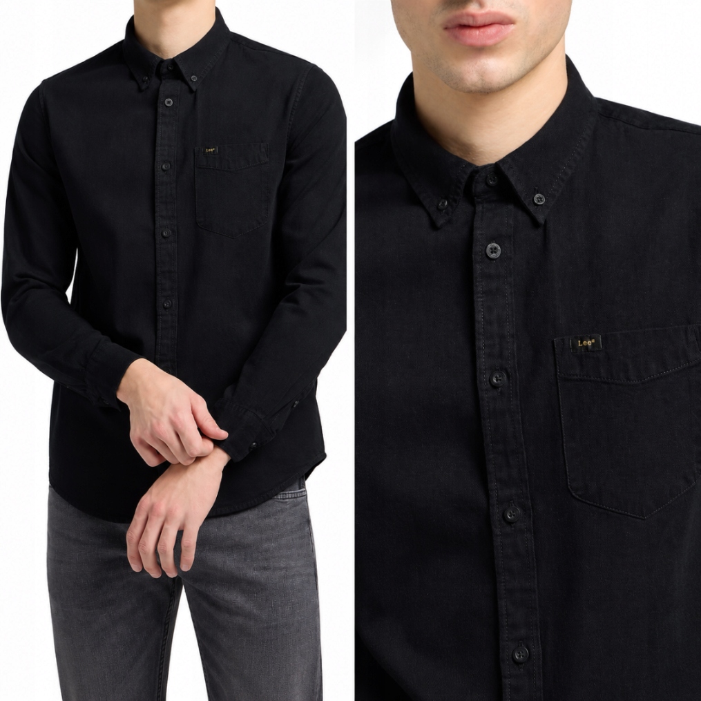 lEE pánská černá džínová košile Lee Button Down Black regular XXL