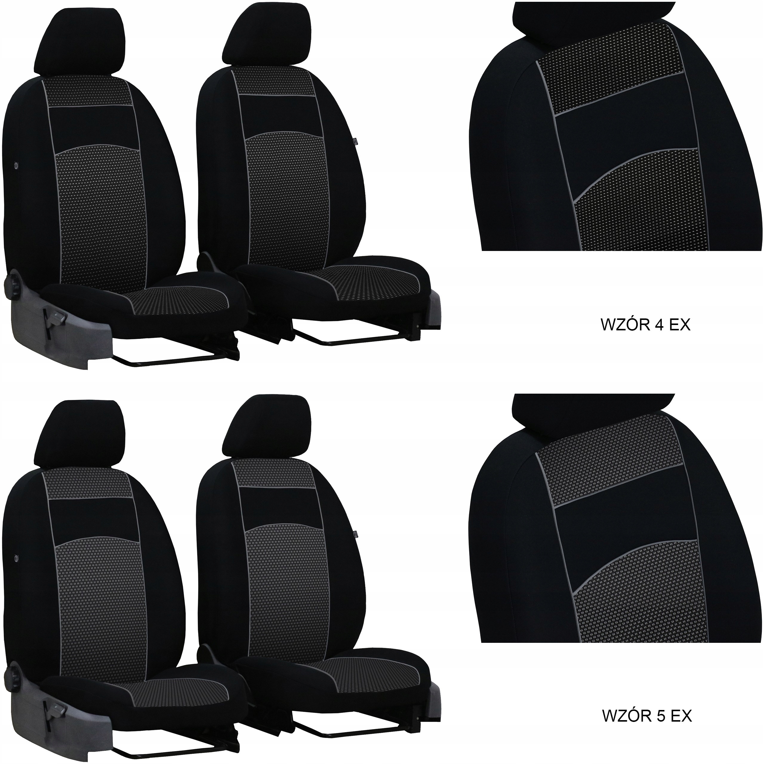 GRUBE POKROWCE MIAROWE NA FOTELE NISSAN NV200 1+1 Kolor czarny czerwony niebieski szary