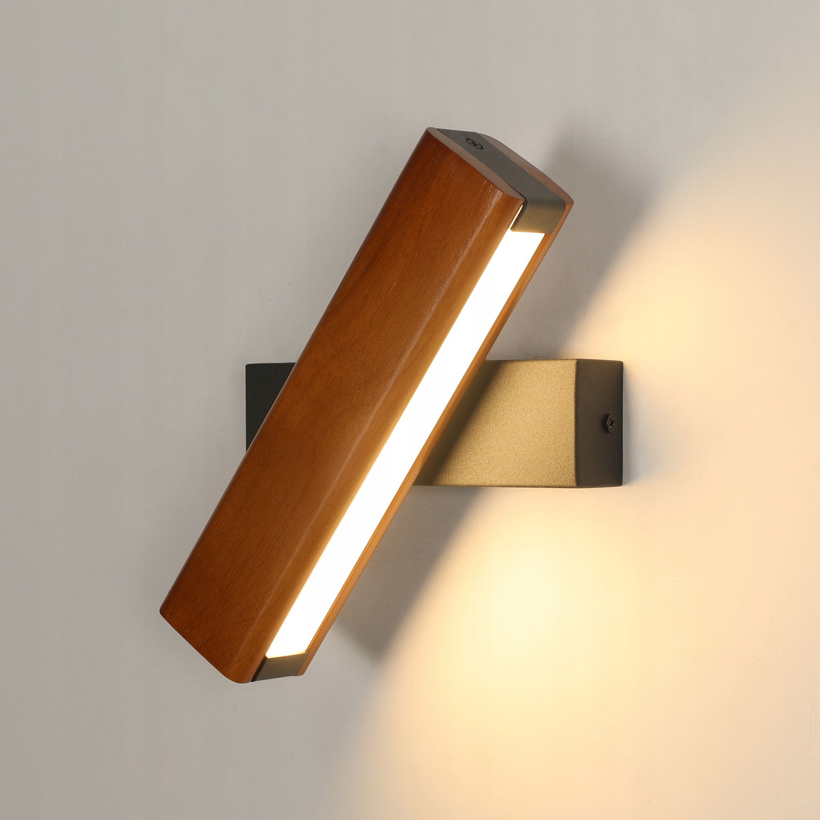 Kinkiet Czarna Lampa Ścienna Led Drewno Nowoczesna do Korytarza 4W 3000K