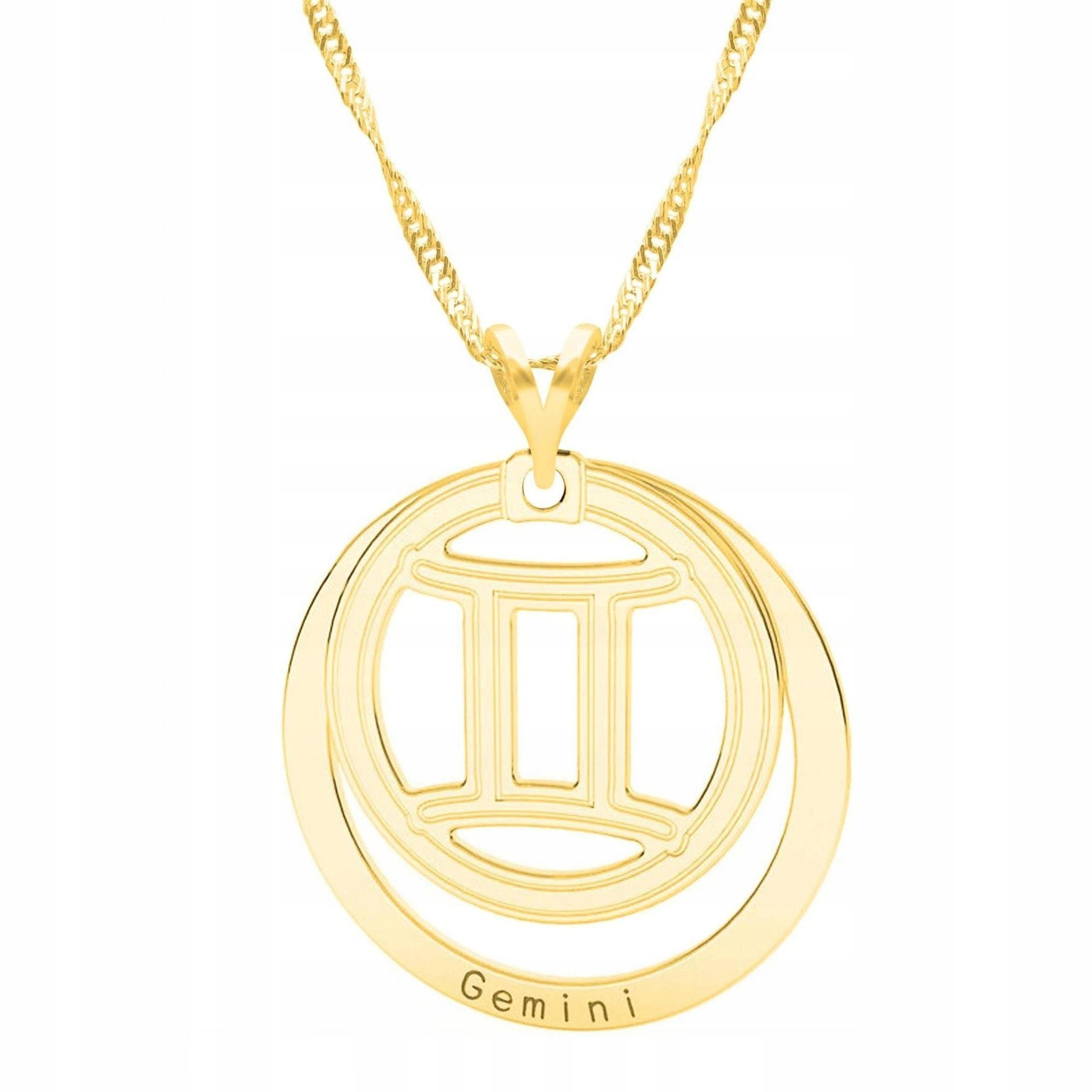 Zlatý náhrdelník s dvojčaty Gemini se znamením zvěrokruhu Blíženců Stříbro 925