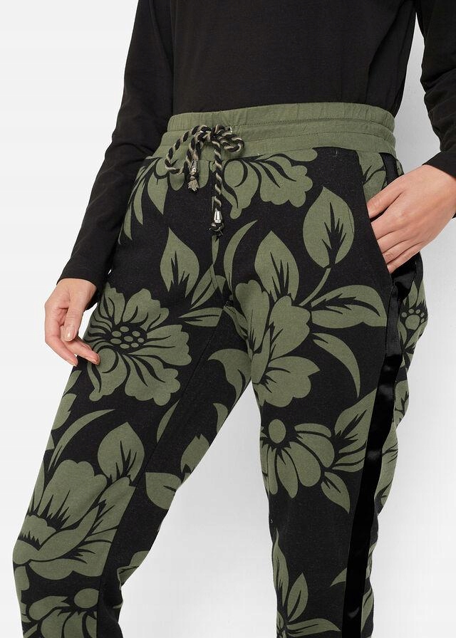 42 Bonprix WW CZARNO-ZIELONE SPODNIE DRESOWE Kolor zielony