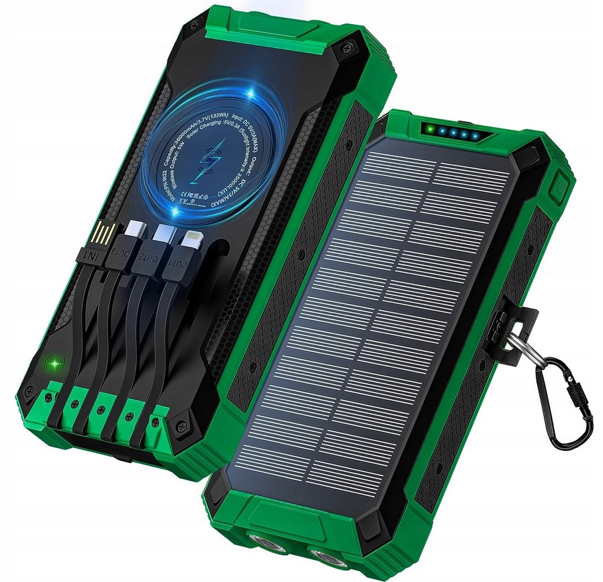 POWERBANK ŁADOWARKA SOLAR 30000mAh ŁADOWARKA INDUKCJA LATARKA LED 6x USB