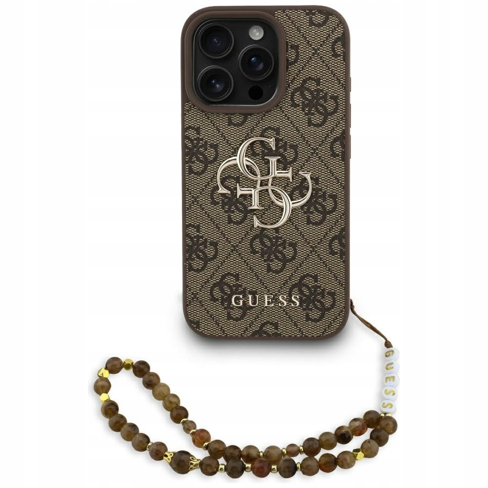Etui Guess 4G Strap 4G Classic Logo do iPhone 16 Pro Max Brązowe