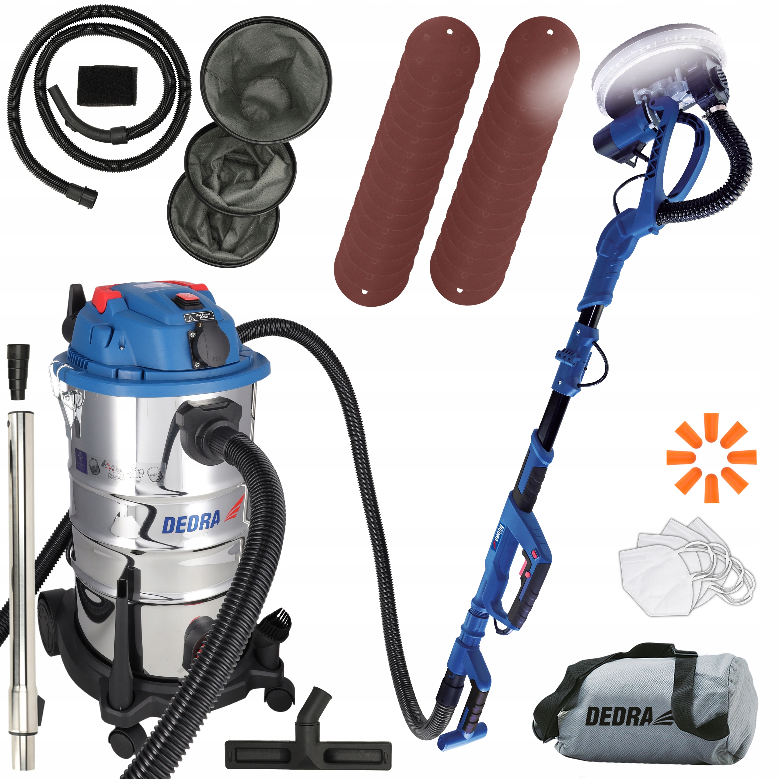 Szlifierka Żyrafa 225mm Led Odkurzacz Dedra do gipsu gładzi ścian sufitu