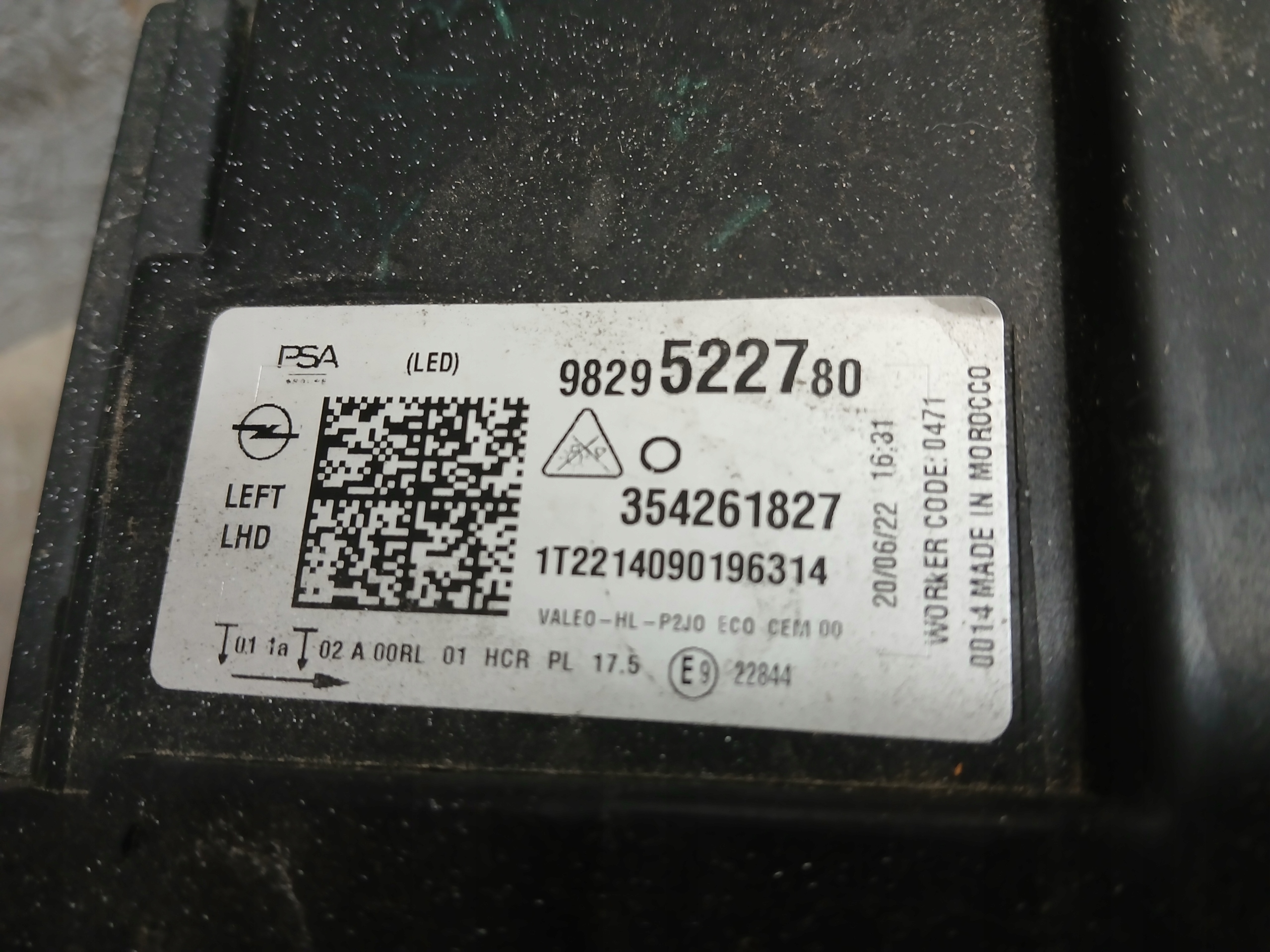 light front left OPEL CORSA F FULL LED 9829522780