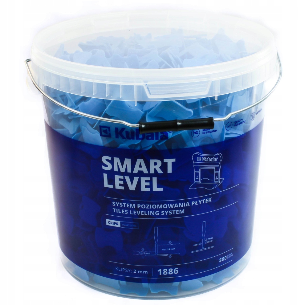 KUBALA SMART LEVEL KLIPSY DO POZIOMOWANIA PŁYTEK 2mm WIADRO 800 sztuk