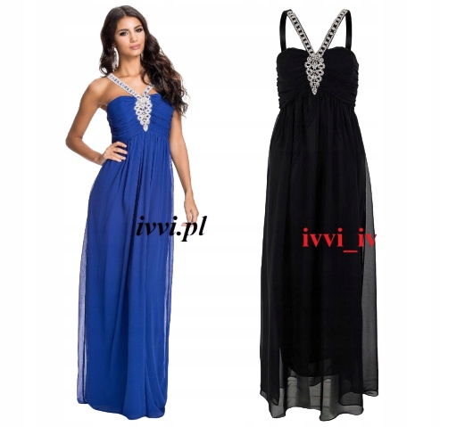 Černá Maxi Dlouhá Šaty zdobená kamínky S