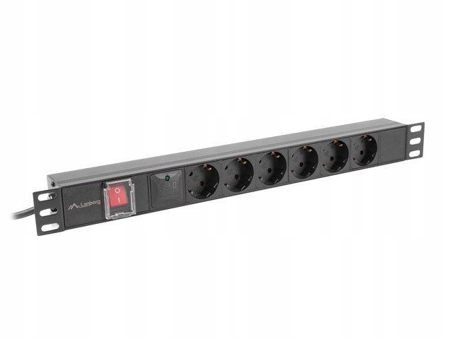 Lanberg Listwa zasilająca rack Pdu 19 cali 1U 16A 5xschuko 2m czarna