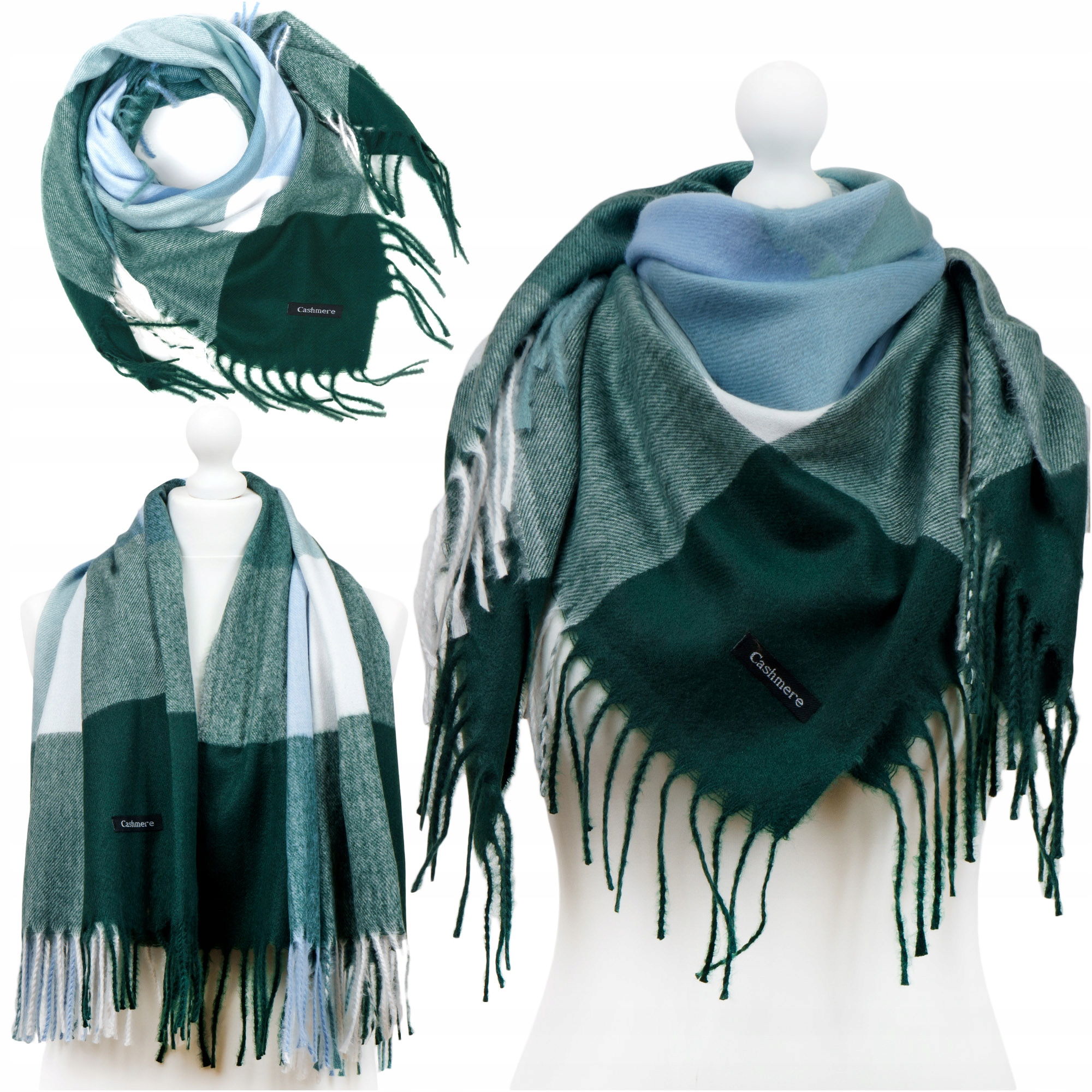 DUŻA CHUSTA KASZMIROWA KRATA KRATKA CIEPŁA KOLORY