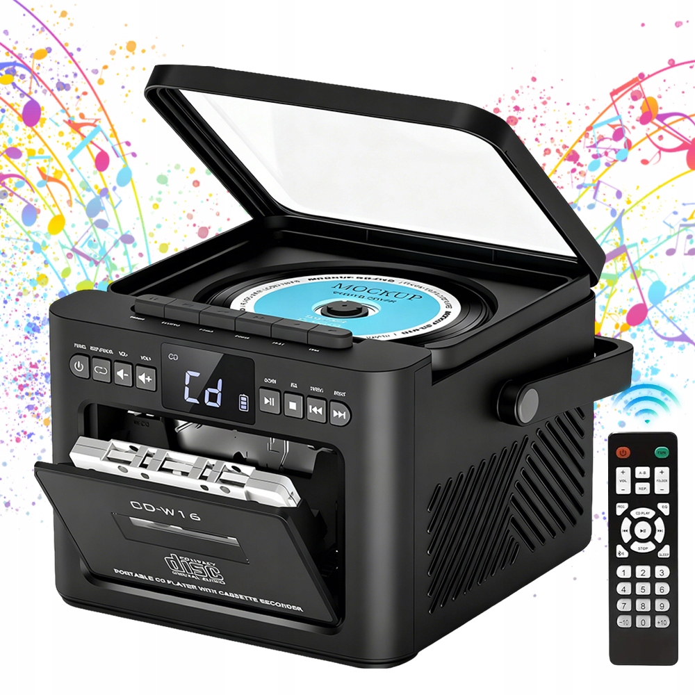 Kazetový Přehrávač CD Boombox S Bluetooth 5.1 Baterií 5000 Mah Stereo 5 W