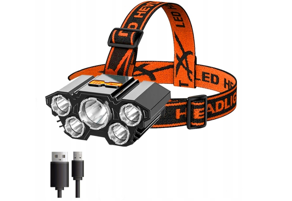 LATARKA CZOŁOWA 5x LED CZOŁÓWKA MOCNA USB