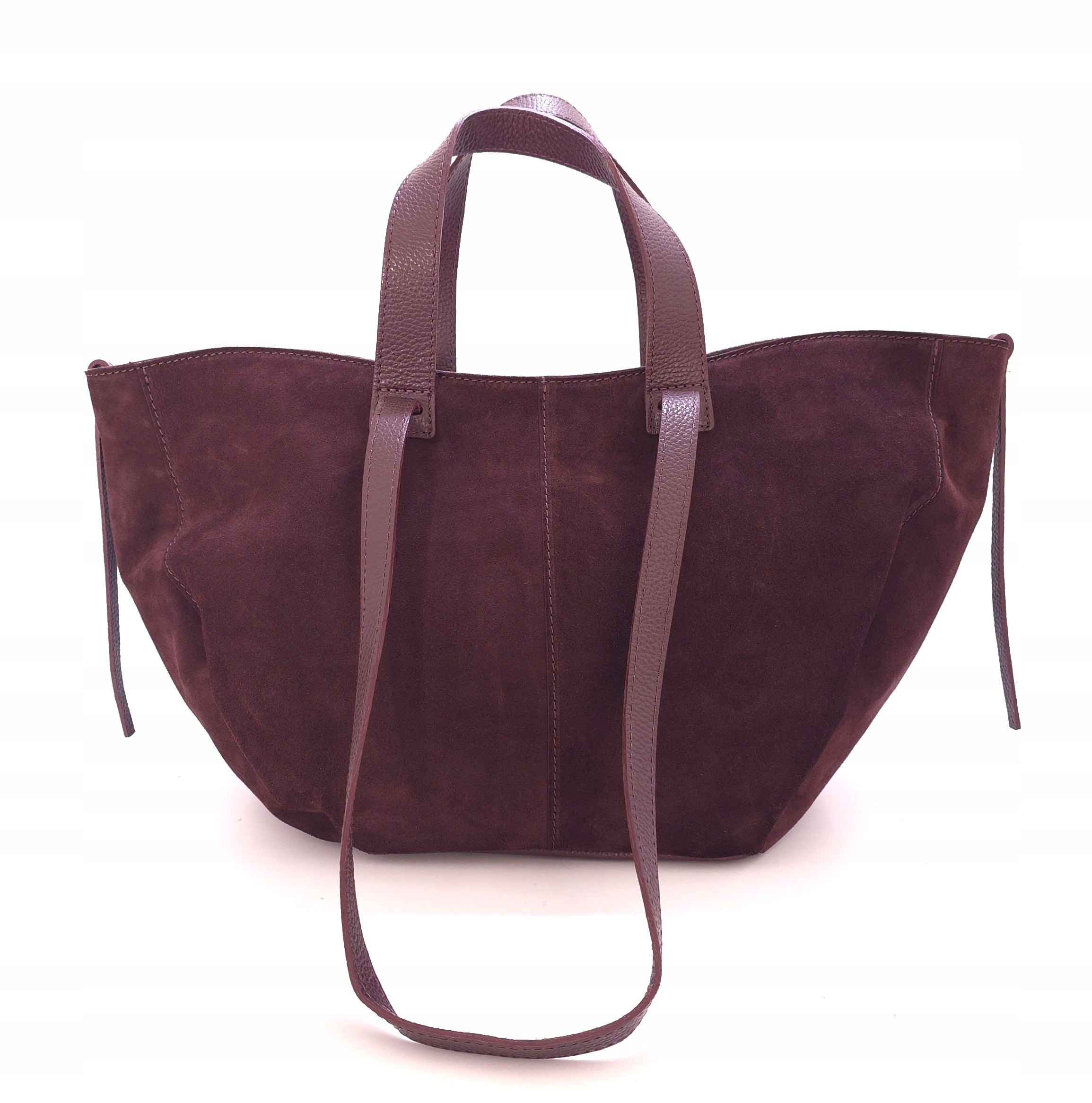 Dámská shopperka ze semišové kůže Borse in Pelle bordó