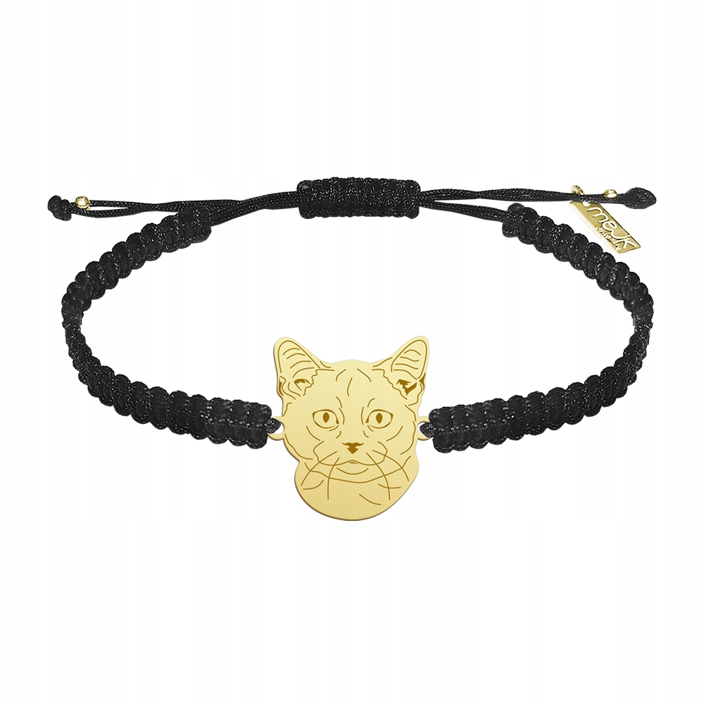 Zlatý náramek s kočkou Munchkin 925 Šperky Dárek Makramé Gravírování