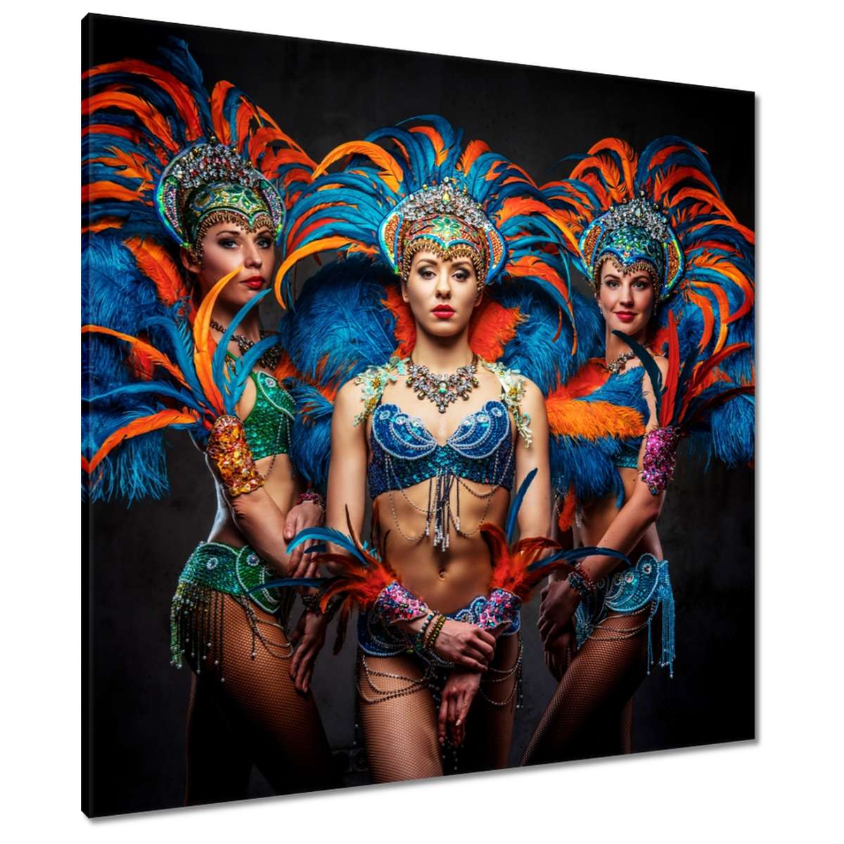 Obrazy 80x80 Tři barevné tanečnice Karneval