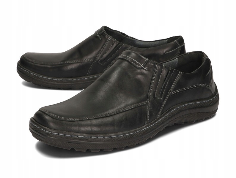 MOKASYNY BUTY MĘSKIE WSUWANE SKÓRA 091 CZARNY 41 Rozmiar 41