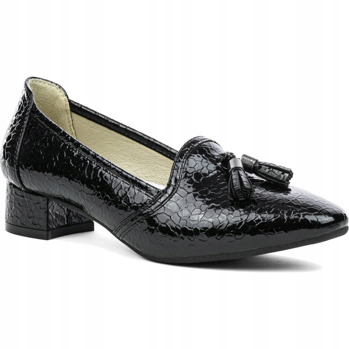 Lodičky na podpatku, kožená stélka, módní a stabilní, širší střih Wojtyłko 40