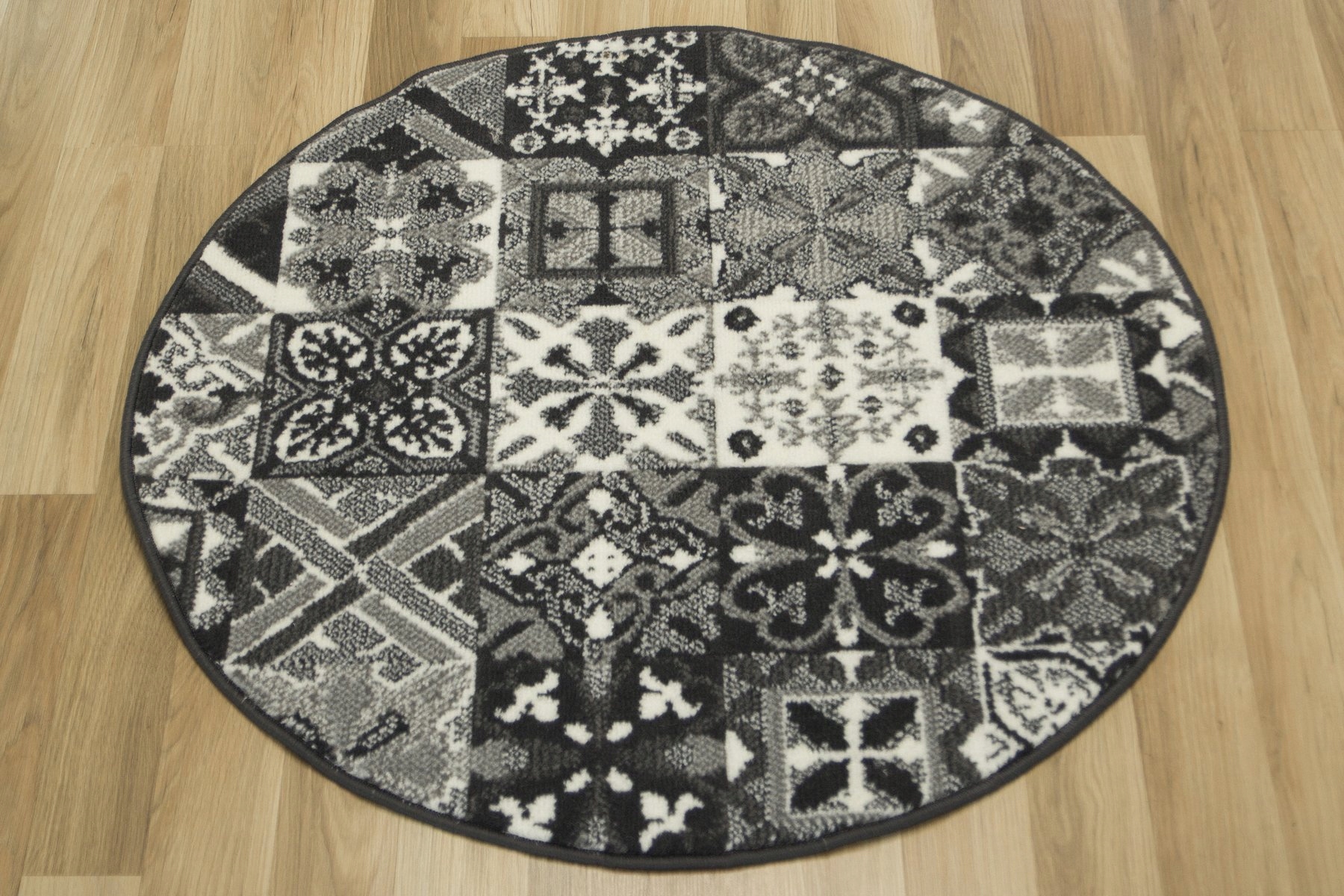 śr. 200 cm DYWAN OKRĄGŁY PATCHWORK KOŁO SZARY Marka Akcila