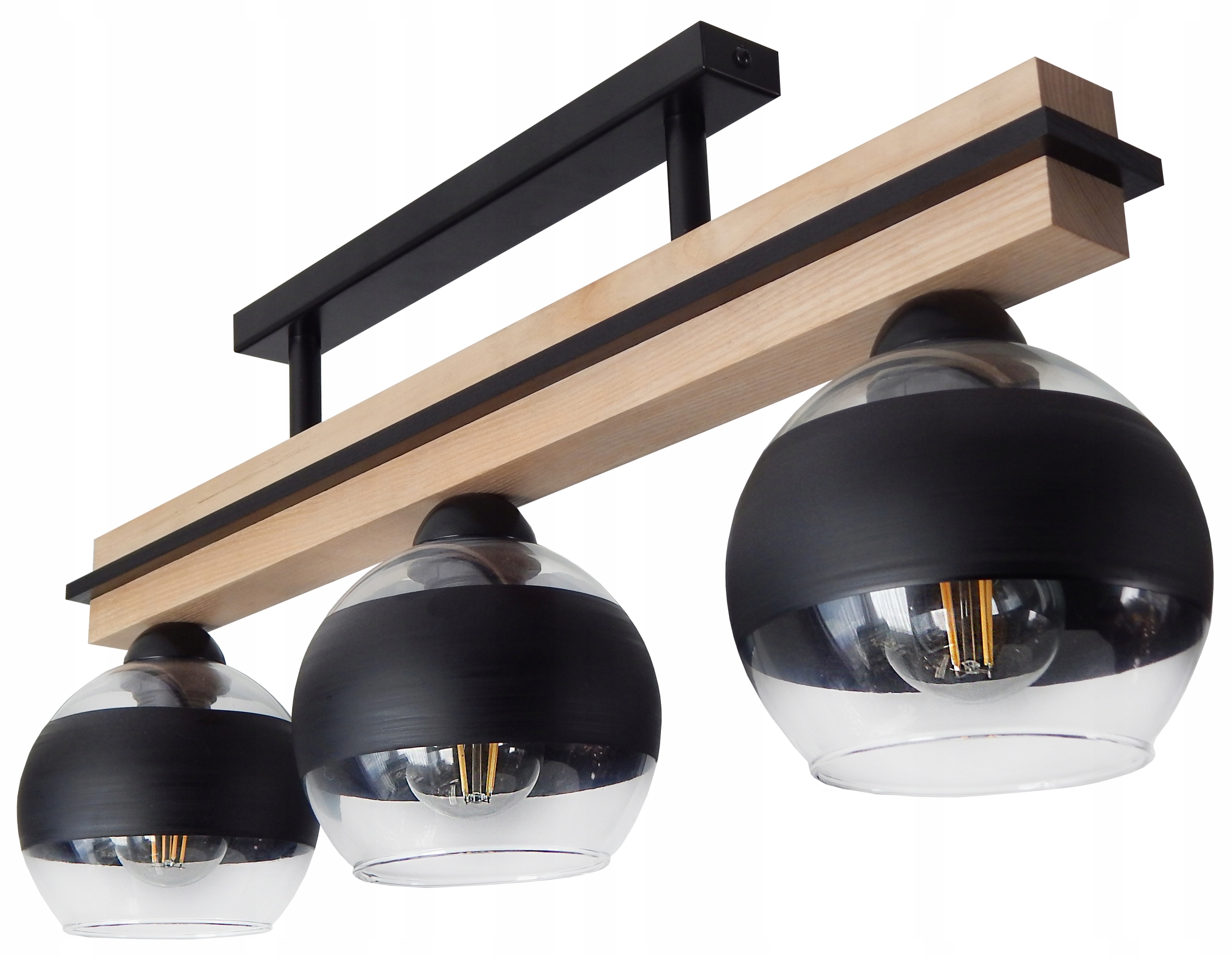 Závesná Stropná Lampa Stropné Svietidlo Drevený Luster Sklenené Gule Obývacia Izba