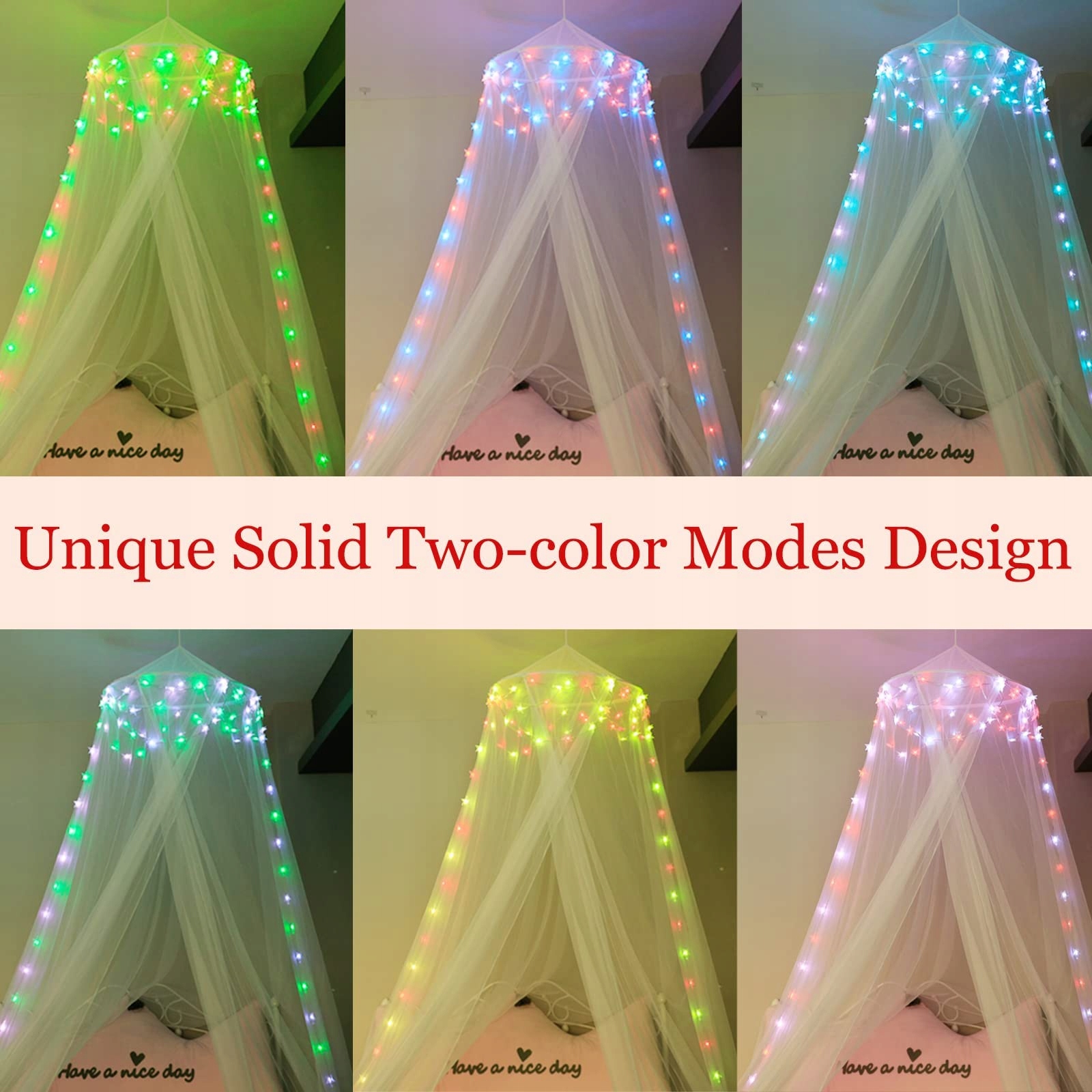HEYCOLOR Baldachim Łańcuch Girlanda Świetlna Lampki 8 Trybów 100 LED — miniatura 4
