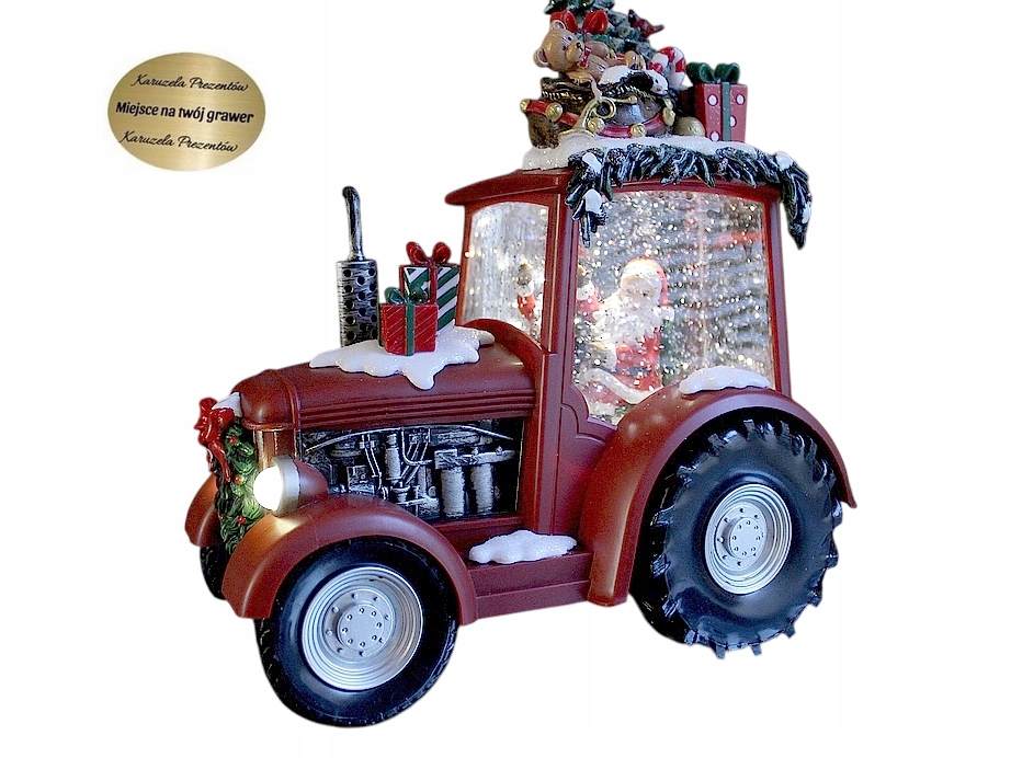 Červený Traktor Vodič Mikuláš Darček Led Niekoľko Melódií Snehová Skrinka