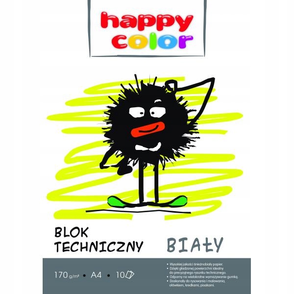 

Blok Techniczny A4 Happy Color Biały 10 Ark 170G