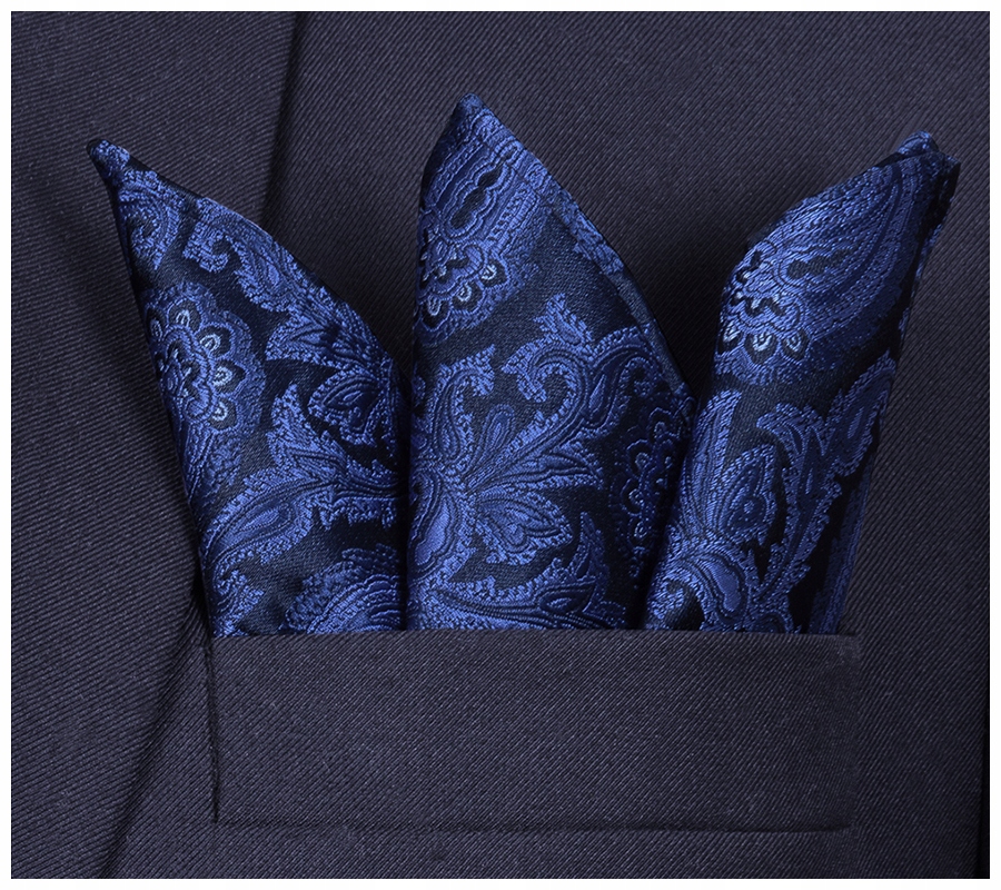 Нагрудный платок жаккард темно-синий микрофибра B105