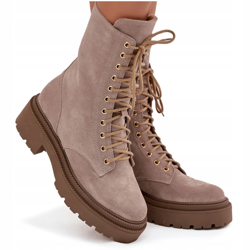 Kotníkové Boty Semišové Zateplené Zipem Zazoo 4213 Béžové 38