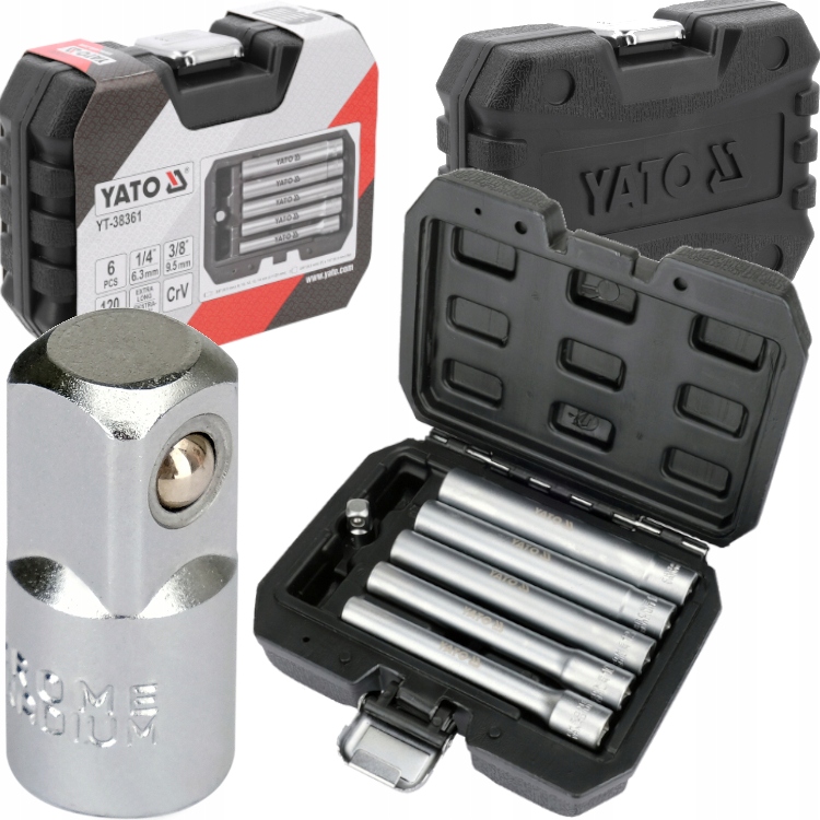 Zestaw Nasadek Ekstra Długich 120MM 3/8" 8-14MM 6-KĄTNE Klucze 6EL.