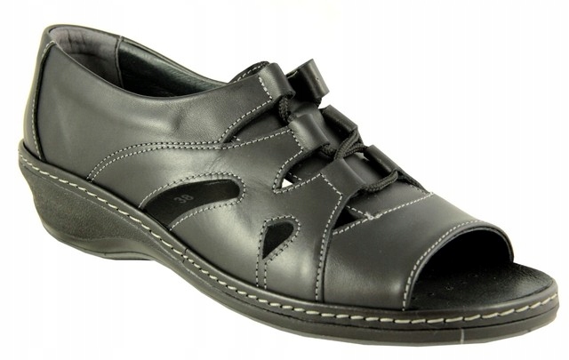 Pohodlné dámské sandály na léto se zavazováním, kožené, Comfortabel, velikost 38