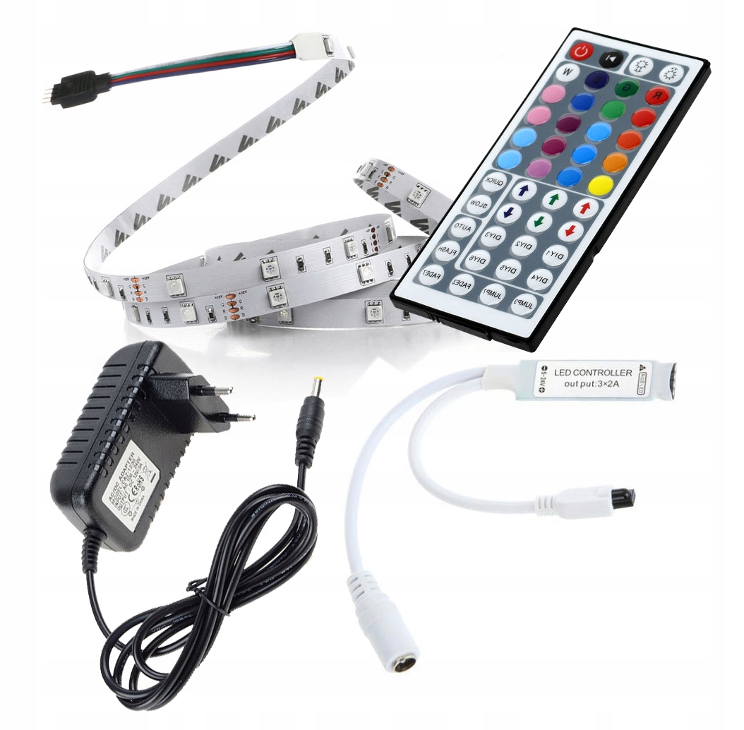 

Taśma Led Zestaw 150 Rgb 1m sterownik IR44 zas