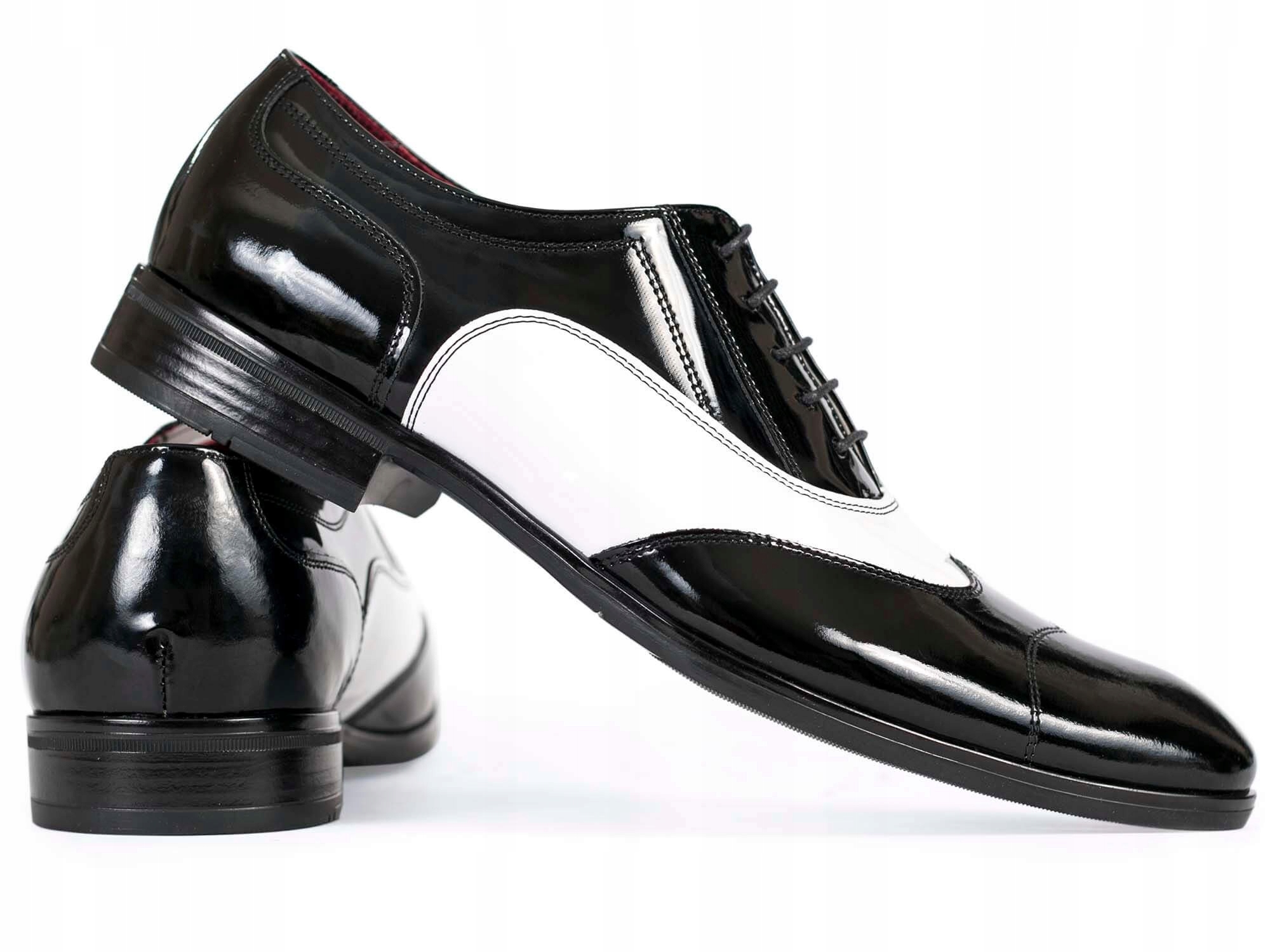 CZARNO BIAŁE LAKIERKI SPEKTATORY AL CAPONE T25 45 Cechy dodatkowe brak