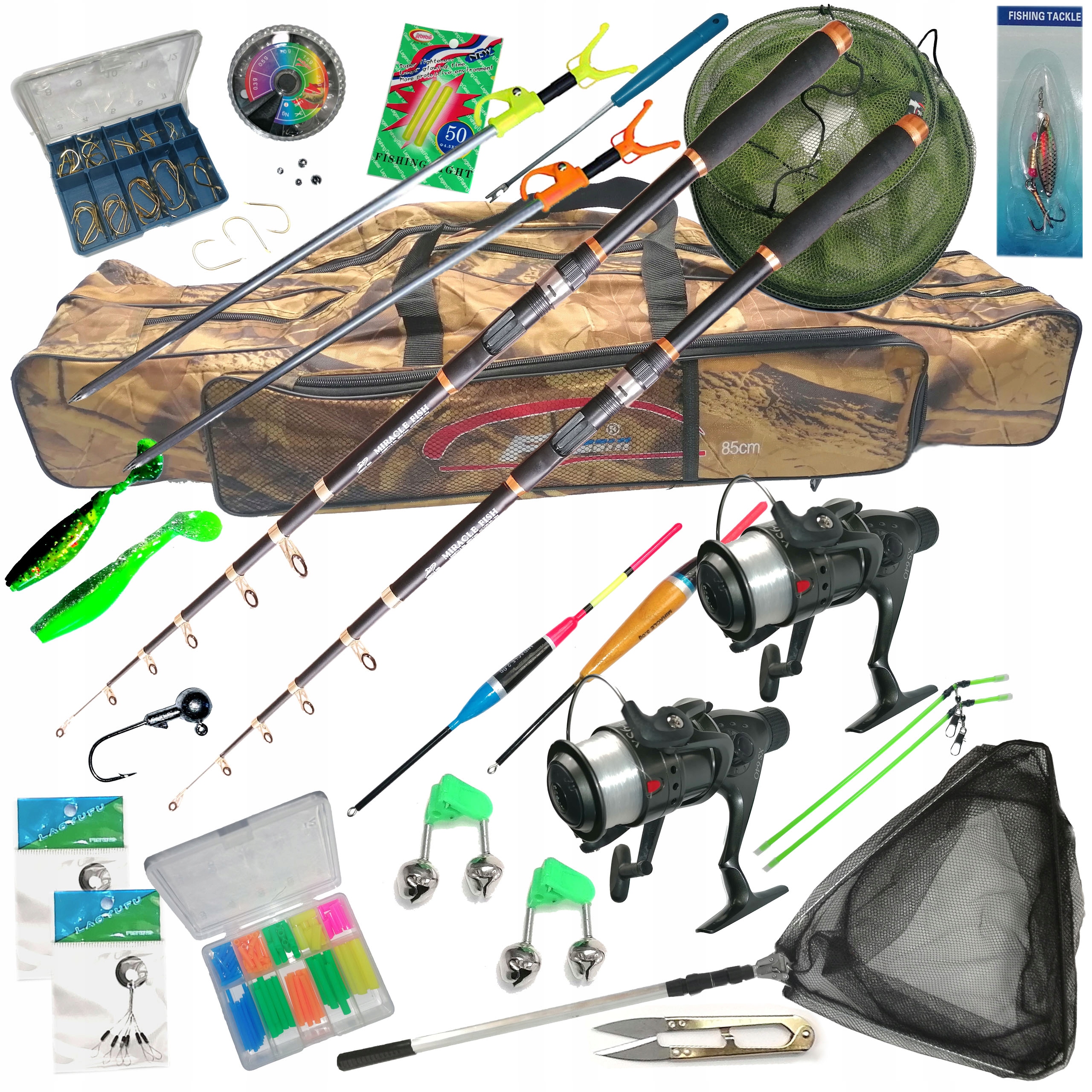 Rybářský set 2 rybářské pruty 2 navijáky pouzdro