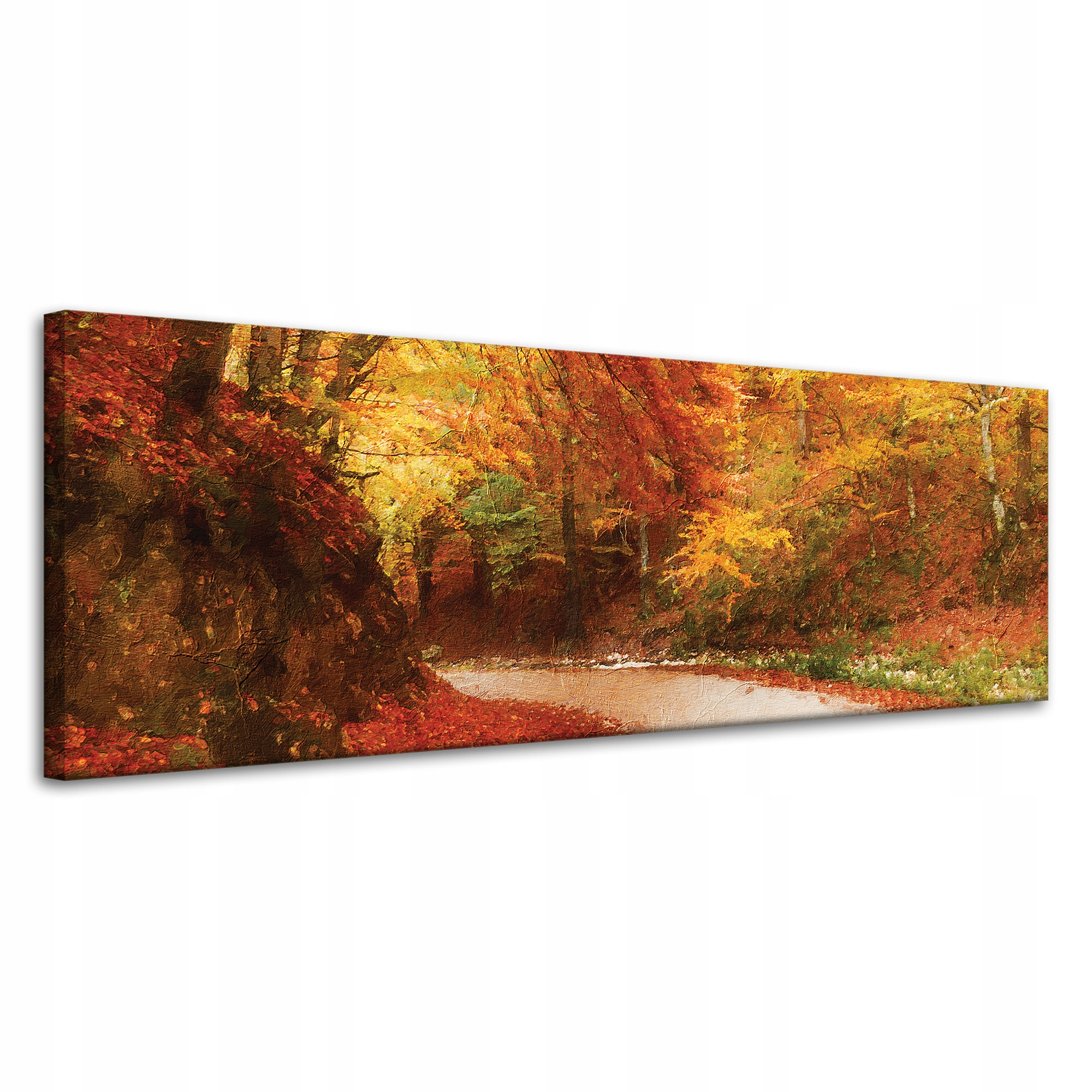 Obraz na plátně Stezka v Podzimním lese Barevné listy 120x40 cm