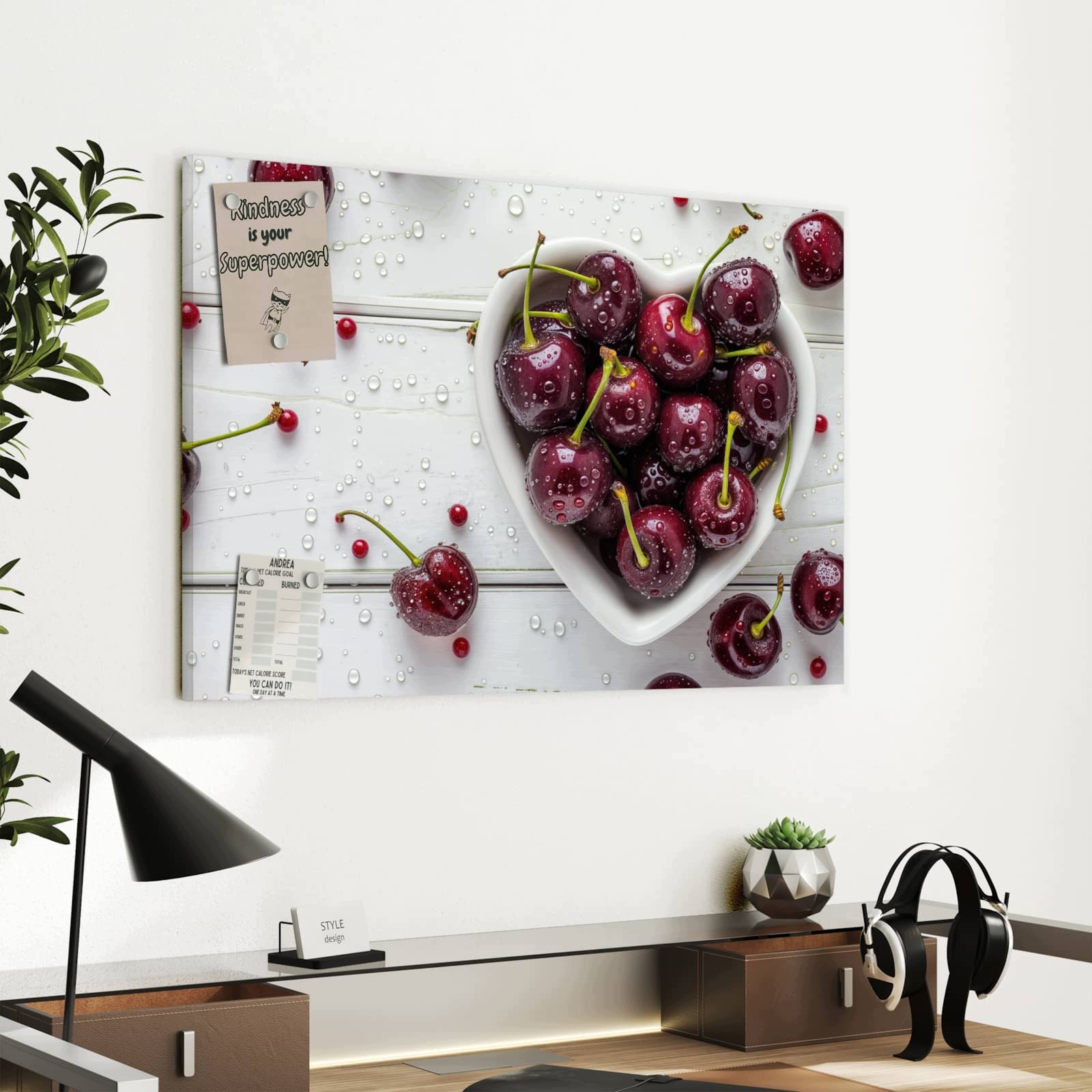 Magnetická tabule Svěží a Třešně 60 × 40 cm