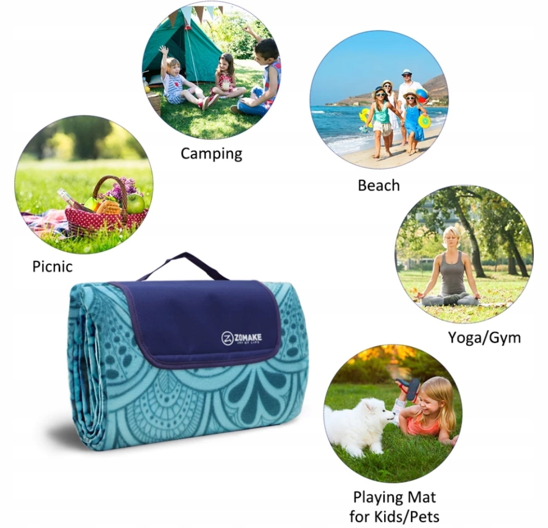 DUŻA MATA PIKNIKOWA KOC PLAŻOWY PIKNIKOWY IZOLACJA 3 warstwy 200cm WAKACJE Rodzaj mata