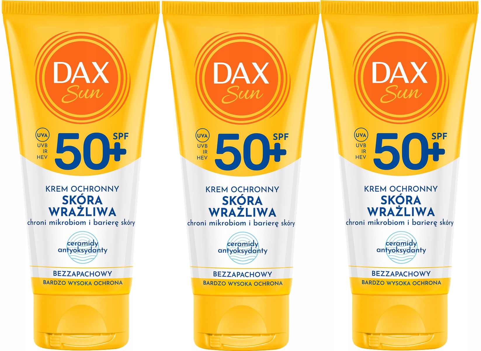 3 ks Ochranný krém pro citlivou pokožku SPF50+ 50 ml Dax Sun Rychle se vstřebává