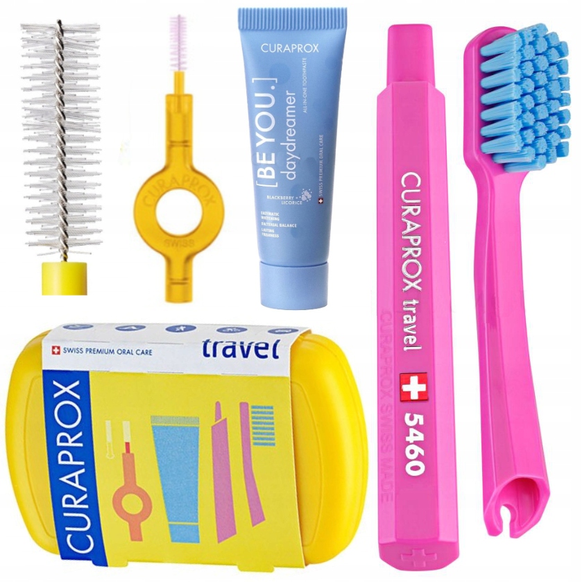 Zestaw Turystyczny Szczoteczka do Zębów Curaprox Travel Set Żółty z Pastą