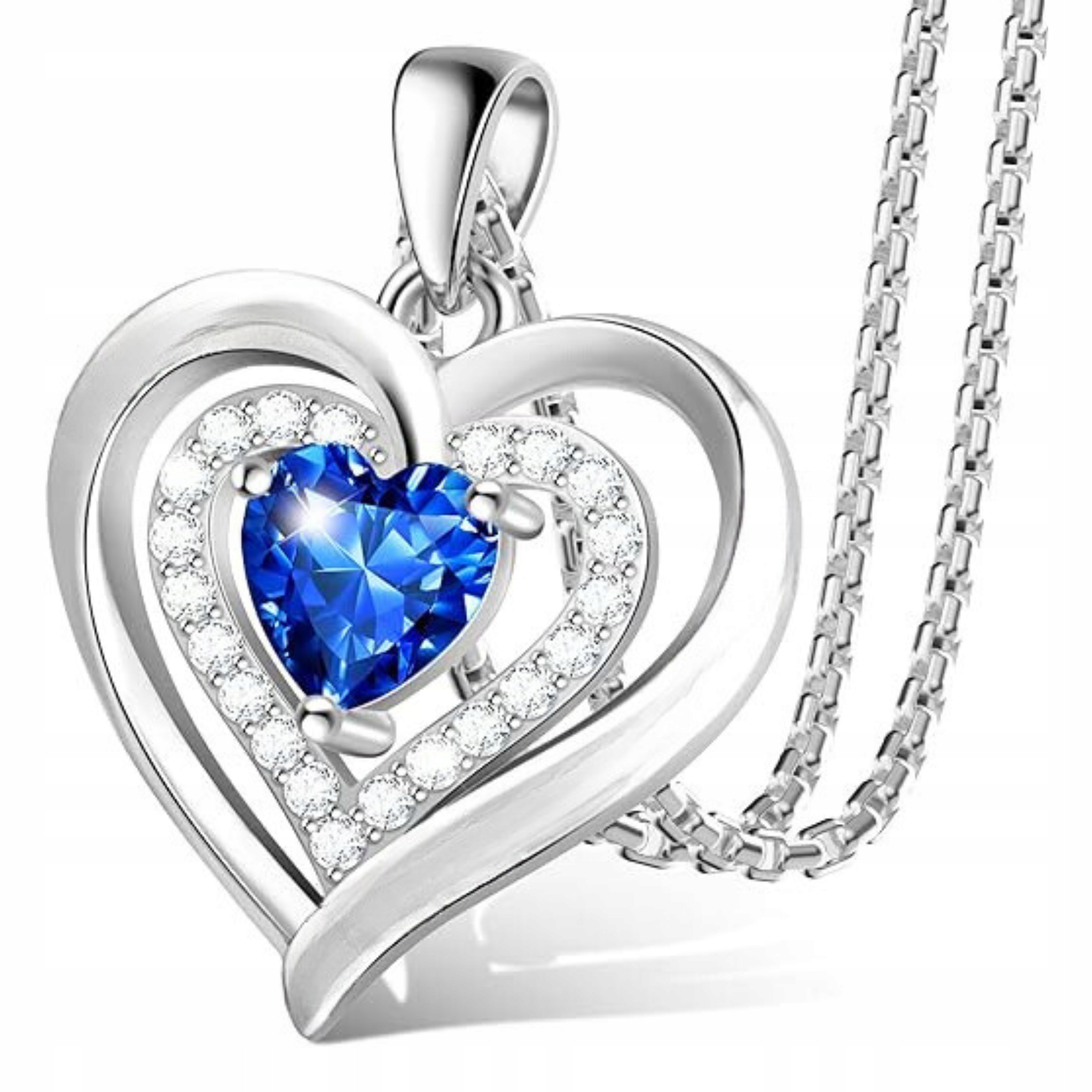 Naszyjnik Kryształowe Lśniące Serce Trzy Serca z Cyrkoniami Love Srebro 925