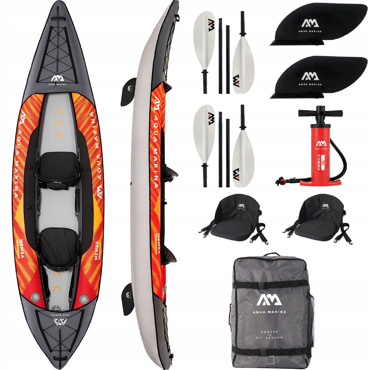 Kajak pompowany dmuchany Aqua Marina pneumatyczny Memba 2-osobowy Wiosła