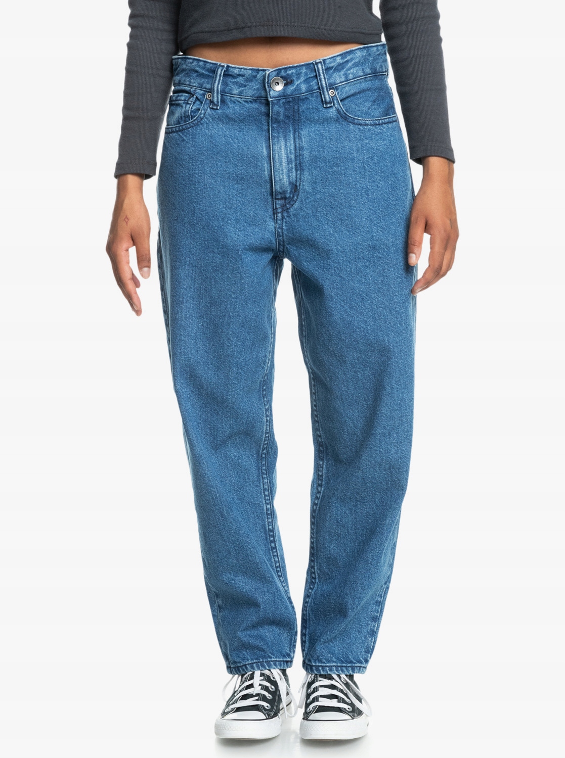 Quiksilver Džíny Mom Jeans Vysoký Pas Modré Bavlna 27 X_a