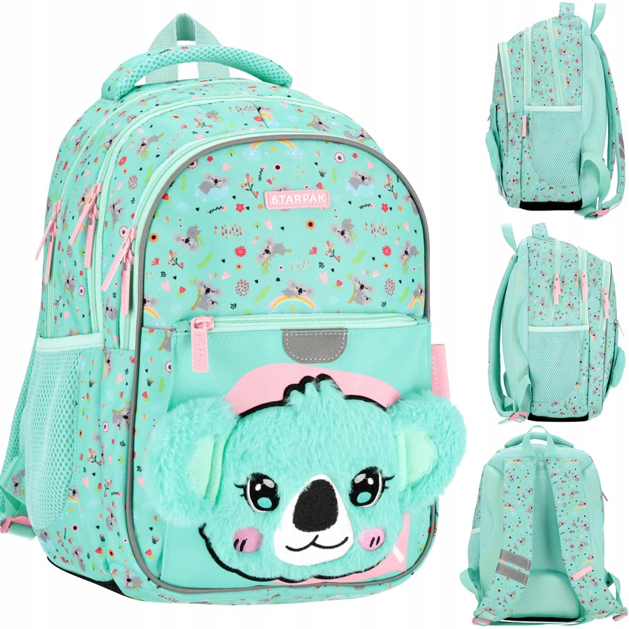 PLECAK SZKOLNY TORNISTER DZIEWCZYNKI KOALA PLUSZOWY WŁOCHACZ USZY