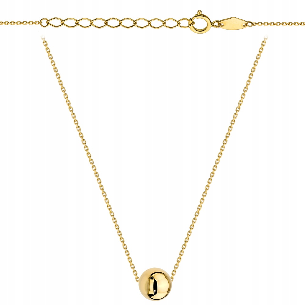 Zlatý celebritní náhrdelník s hladkou kuličkou 6 mm, zlato 585